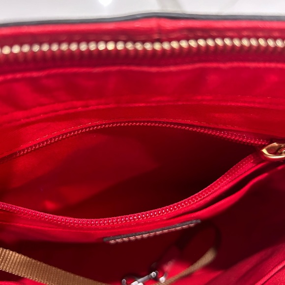Dooney & Bourke Gorgeous Candy-apple red Bag/ Crossbody/Shimmery Gold Hardware - Picture 7 of 12